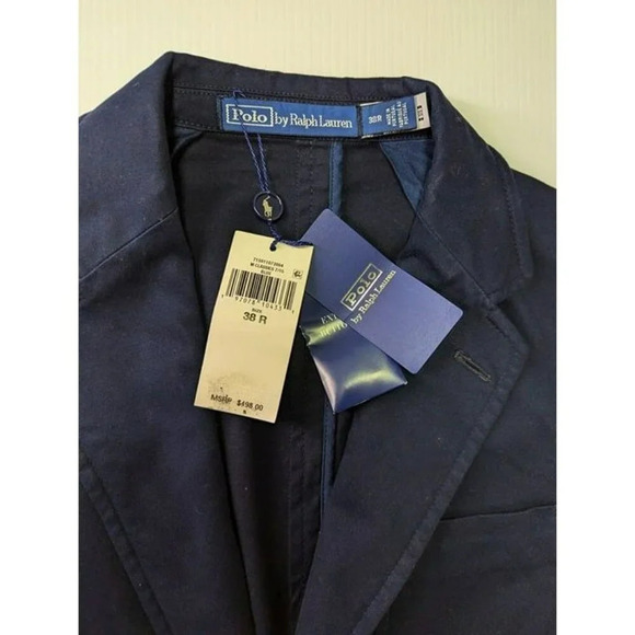 Polo Ralph Lauren Garment Dyed Chino Suit Jacket Navy Size 38 R (MSRP $498) - Picture 5 of 8